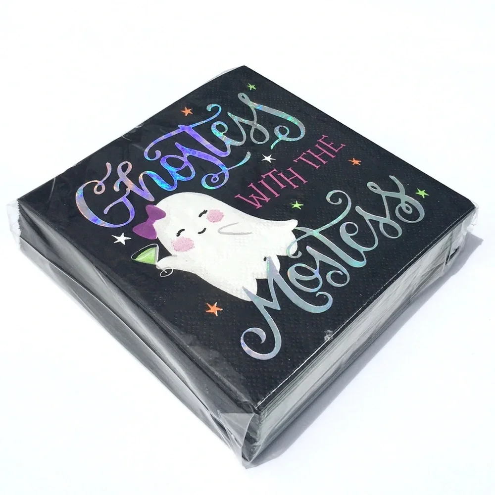 Clementine Halloween Ghost Cocktail Beverage Napkins, 40 ct (621144)